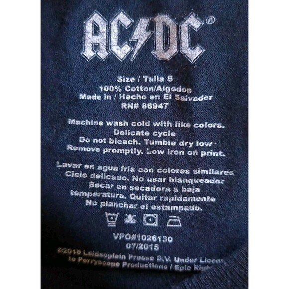 Acdc T-Shirt Men's Small Graphic Print Black Short Sleeve - Picture 3 of 6